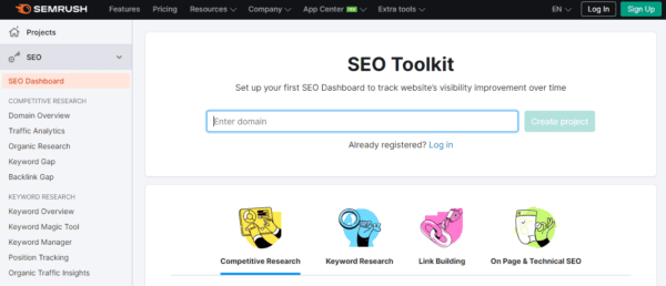 SEO tools for metrics-SEMrush